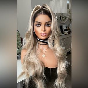 Blonde synthetic blend wig